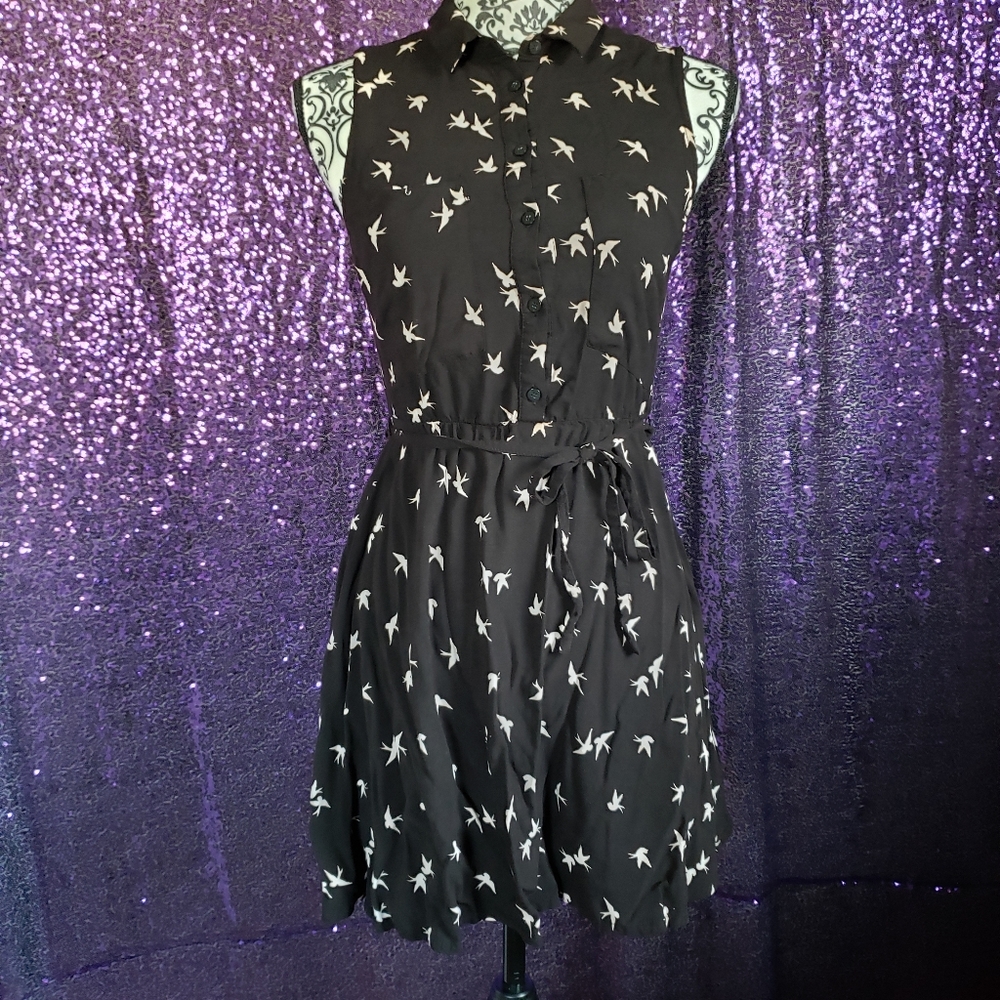 Black Dress with white birds